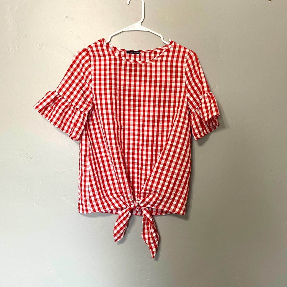 Sweet Clair Red Ruffle Sleeved Shirt size Small